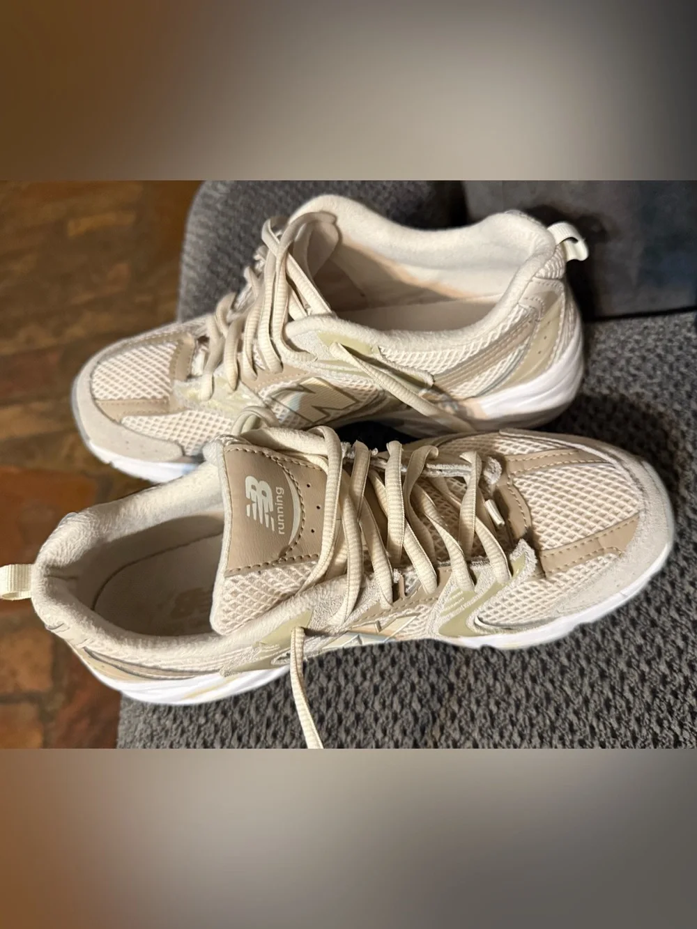 New Balance Women's Cream/Tan Athletic Sneakers